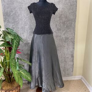 JS Collections Formal Maxi Dress women’s sz. 4 stretchy bodice shimmer skirt VTG